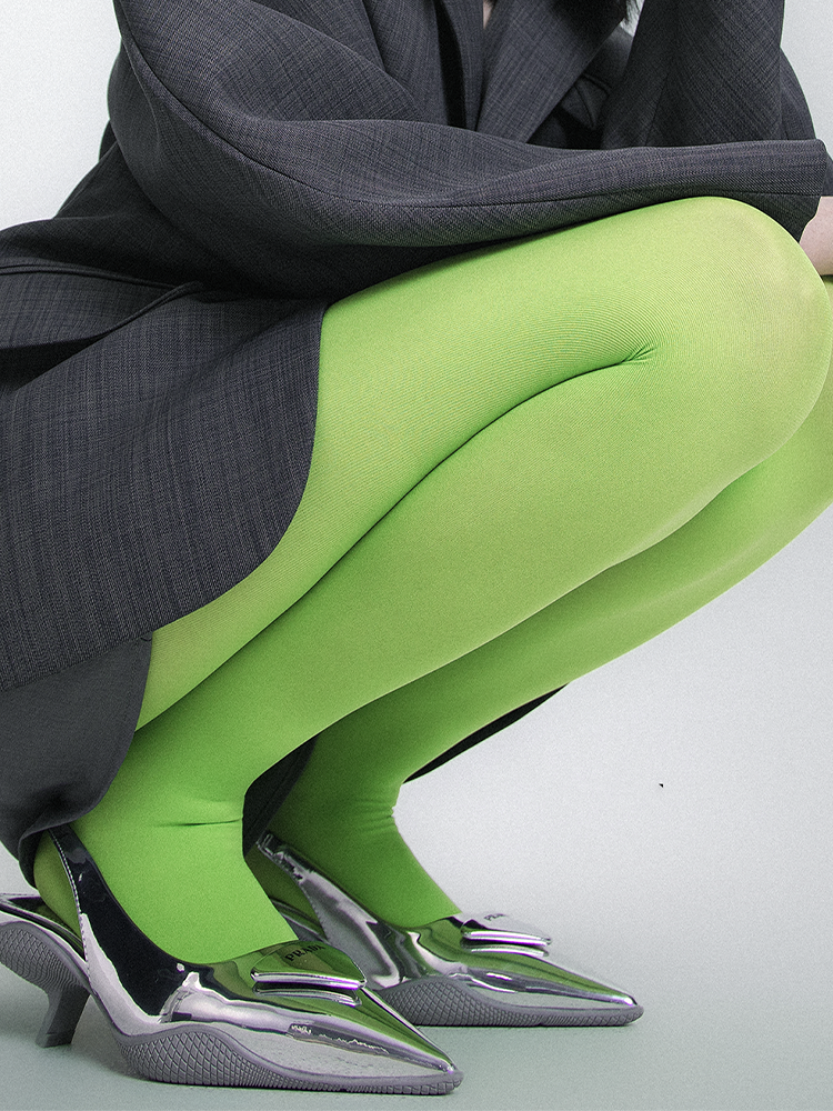 Matte Velvet Vibrant Apple Green Pantyhose Spicy Babe Style - Yangma