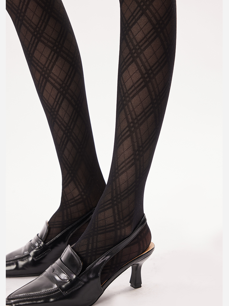 Spicy Diamond Pattern Lace Suspender Pantyhose Thigh-High One-Piece Stockings - Yangma