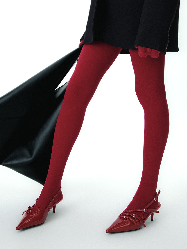 Matte Velvet Christmas Red Pantyhose - Yangma