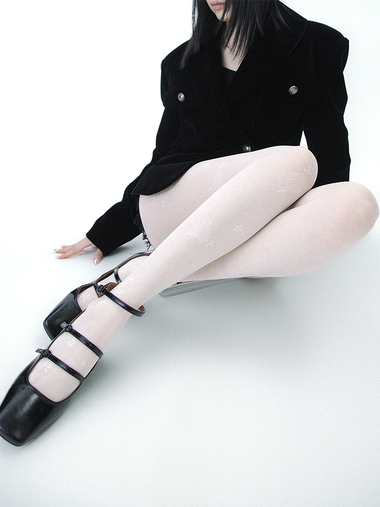Jacquard Sheer Y2K Style Pantyhose - Sweet & Edgy Dark Aesthetic Tights - Yangma