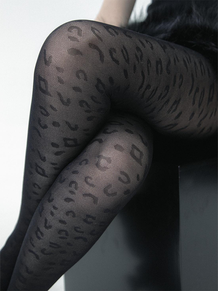 Leopard Print Tights Animal Jacquard Y2K Sexy Pantyhose - Yangma