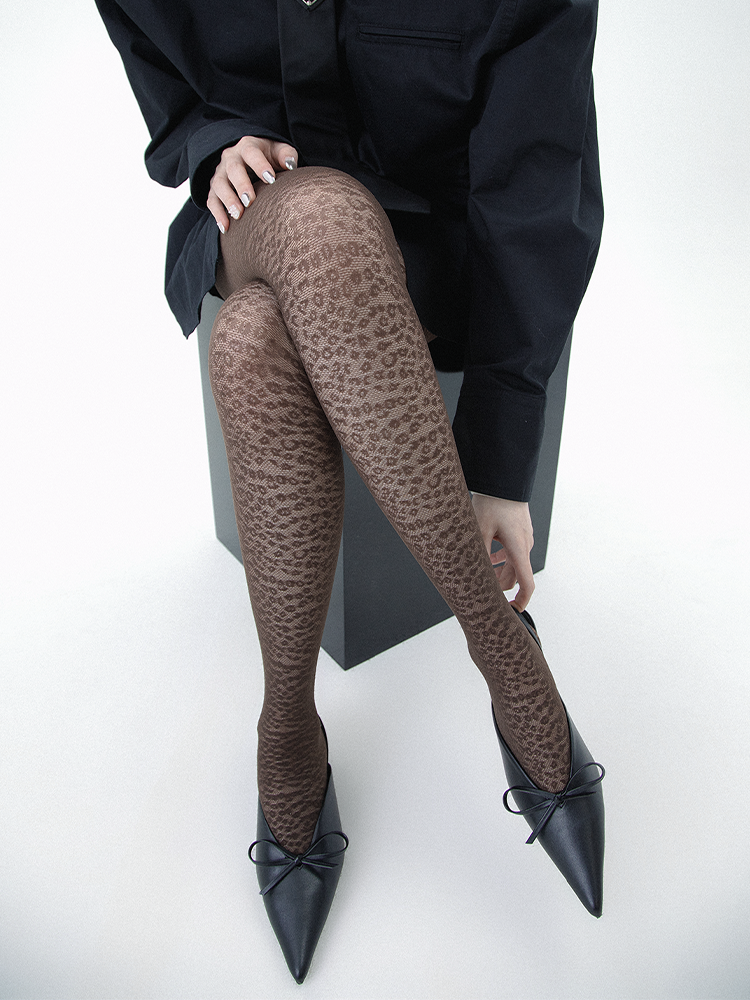 Leopard Print Tights Animal Jacquard Y2K Sexy Pantyhose - Yangma