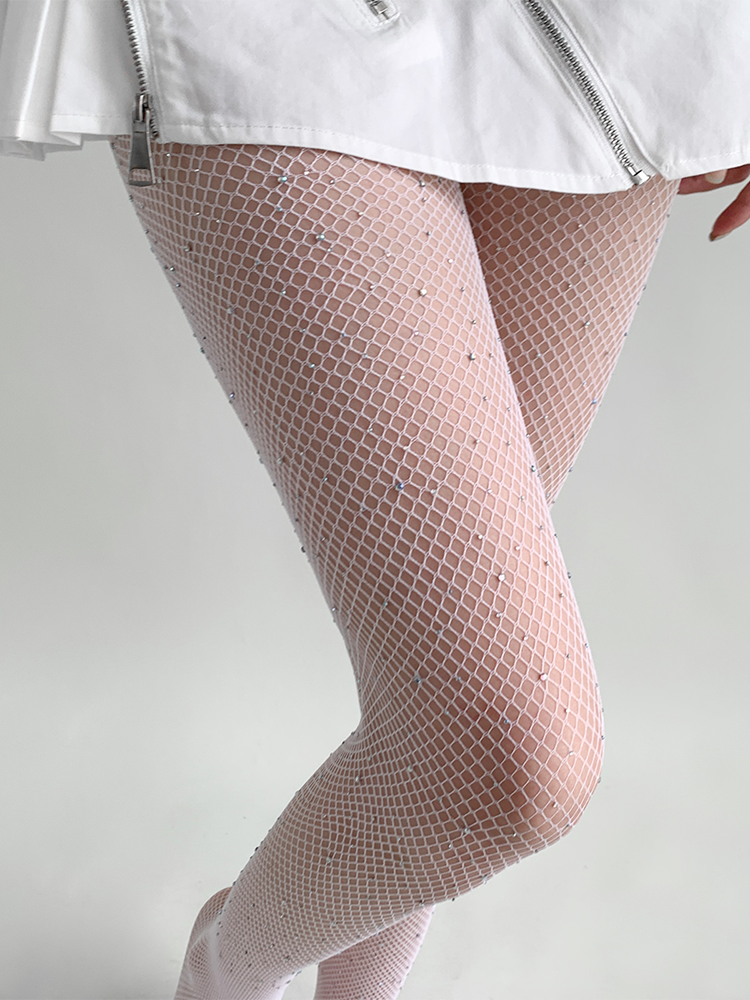 Sheer Sparkling Design Women's Luxury Rhinestone Fishnet Stockings - Yangma