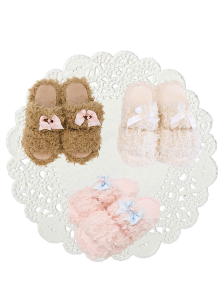 Cute Bear Faux Shearling House Slippers