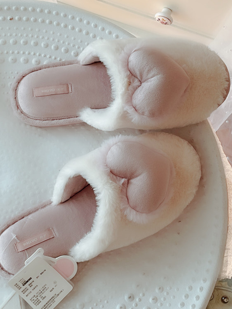 Vintage Closed-Toe Plush House Slippers Thick Sole Non Slip Fall Winter