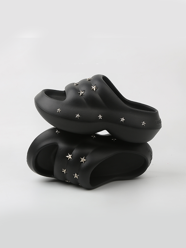 Star Platform Chunky Slides – Punk Style Soft Sole Sandals