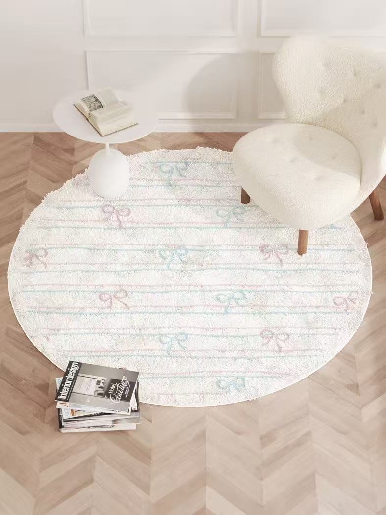 Cute Bow Thick Luxury Round Rug