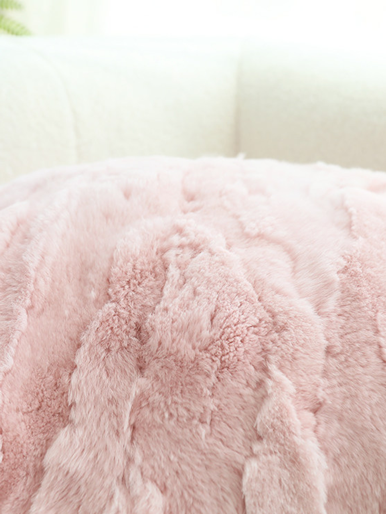 Real Rex Rabbit Fur Throw Pillow Ultra Soft Luxury