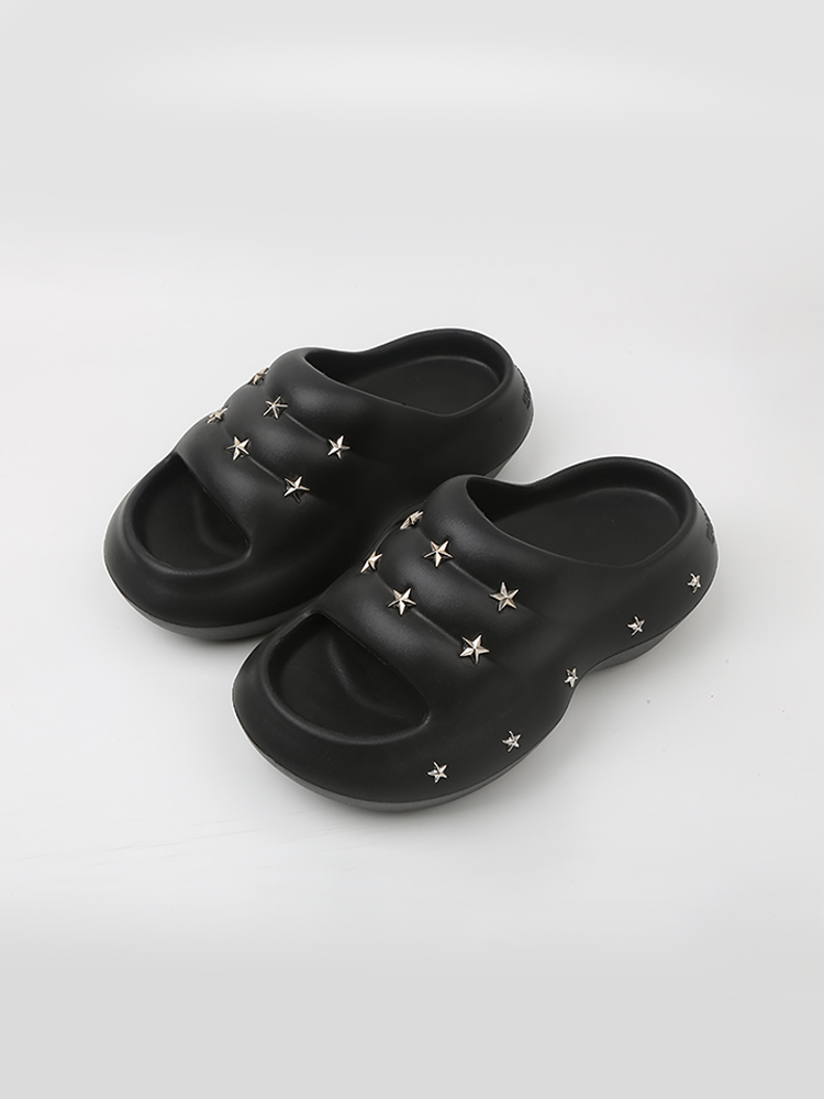 Star Platform Chunky Slides – Punk Style Soft Sole Sandals
