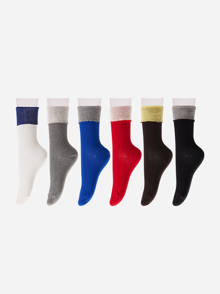 Retro Contrast Crew Socks