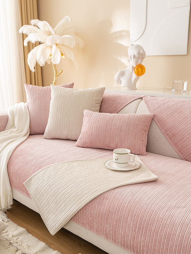 Solid Color Luxury Chenille Sofa Cover Non Slip