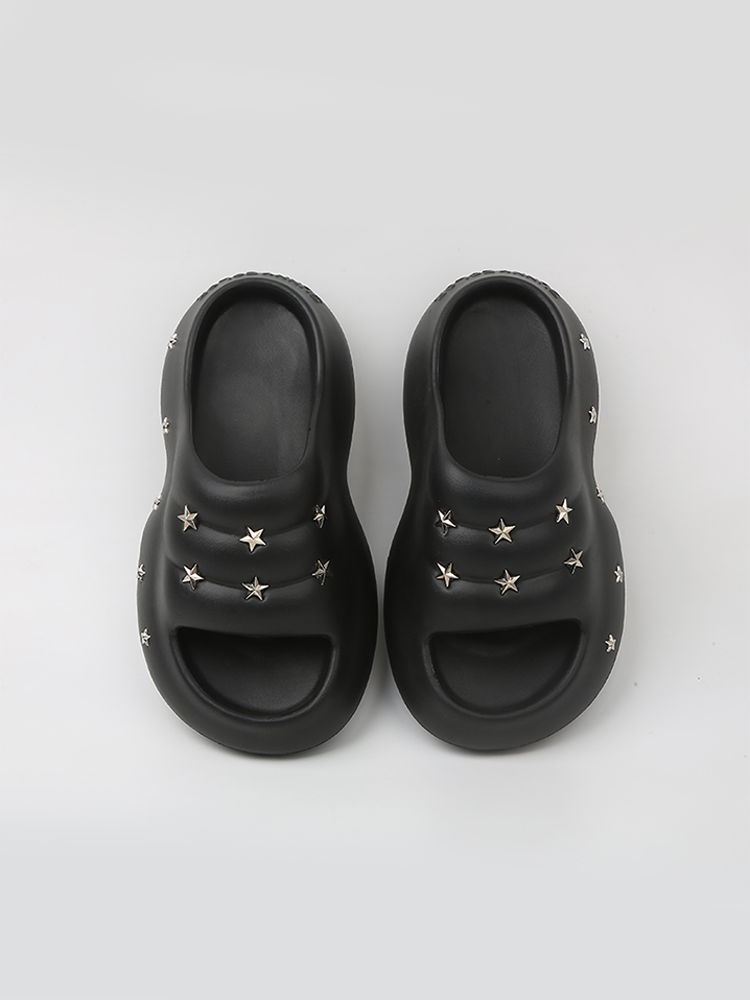 Star Platform Chunky Slides – Punk Style Soft Sole Sandals
