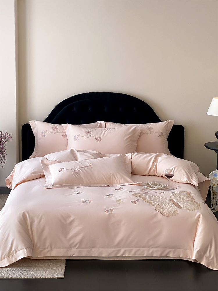 Luxury Brushed Long Staple Cotton Bedding Set Princess Butterfly Flat Sheet