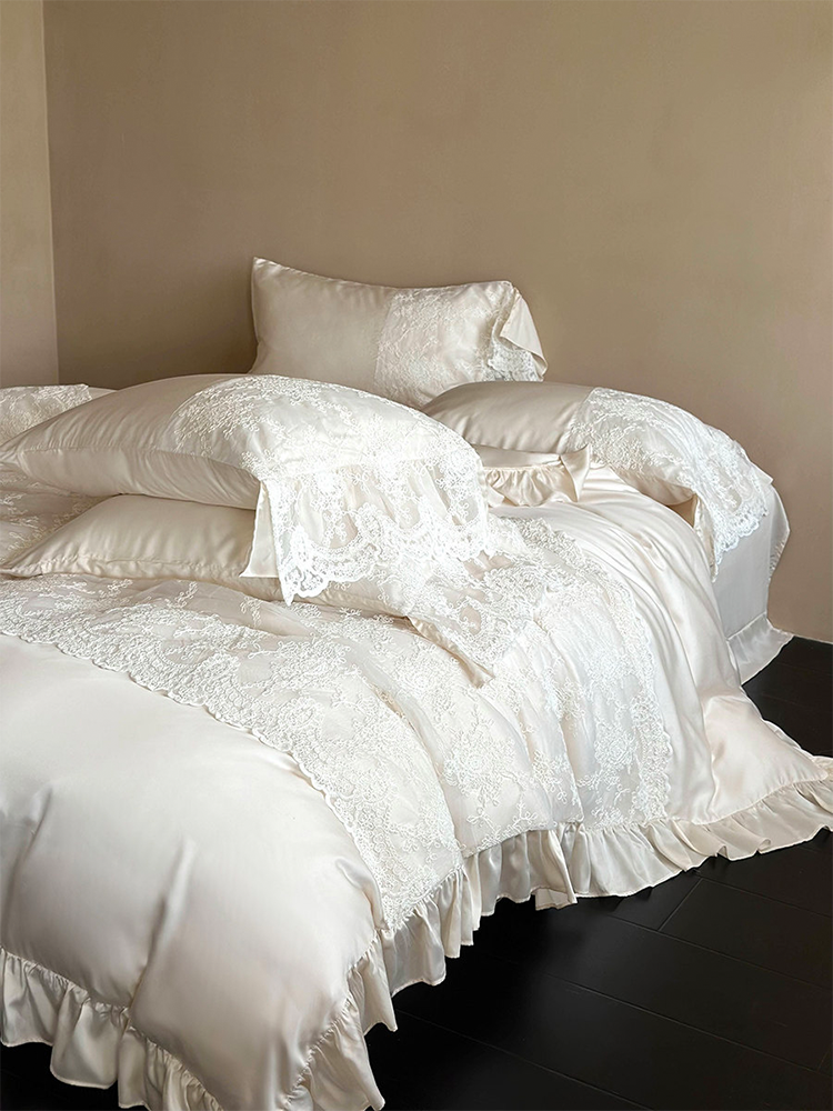 Light Luxury Lace Cotton Bedding Set Long Staple High Thread Flat Sheet