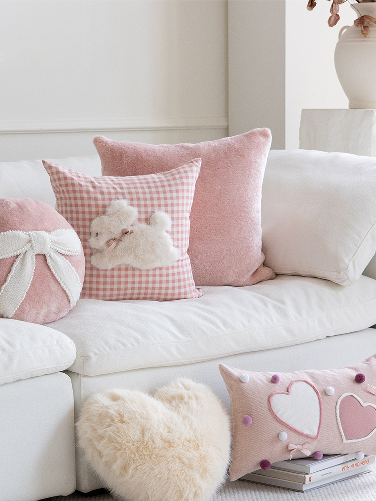 Pink Cute Decorative Throw Pillow for Sofa and Bedroom