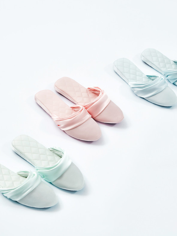 Minimalist Satin House Slippers Soft Breathable Non Slip Quiet