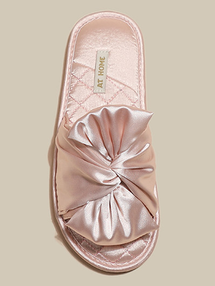 Luxury Bow House Slippers Soft Sole Non Slip Odor Resistant Quiet