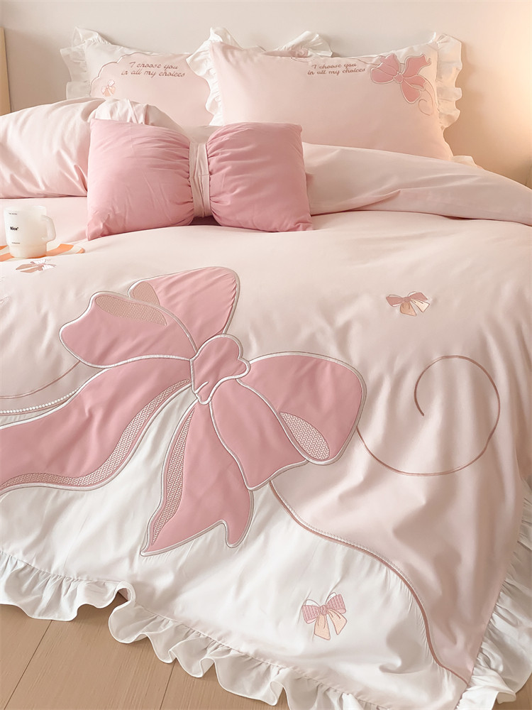 Sweet Princess Bedding Set Cotton Flannel Washed Cotton Fitted Sheet