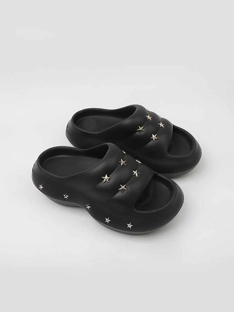 Star Platform Chunky Slides – Punk Style Soft Sole Sandals