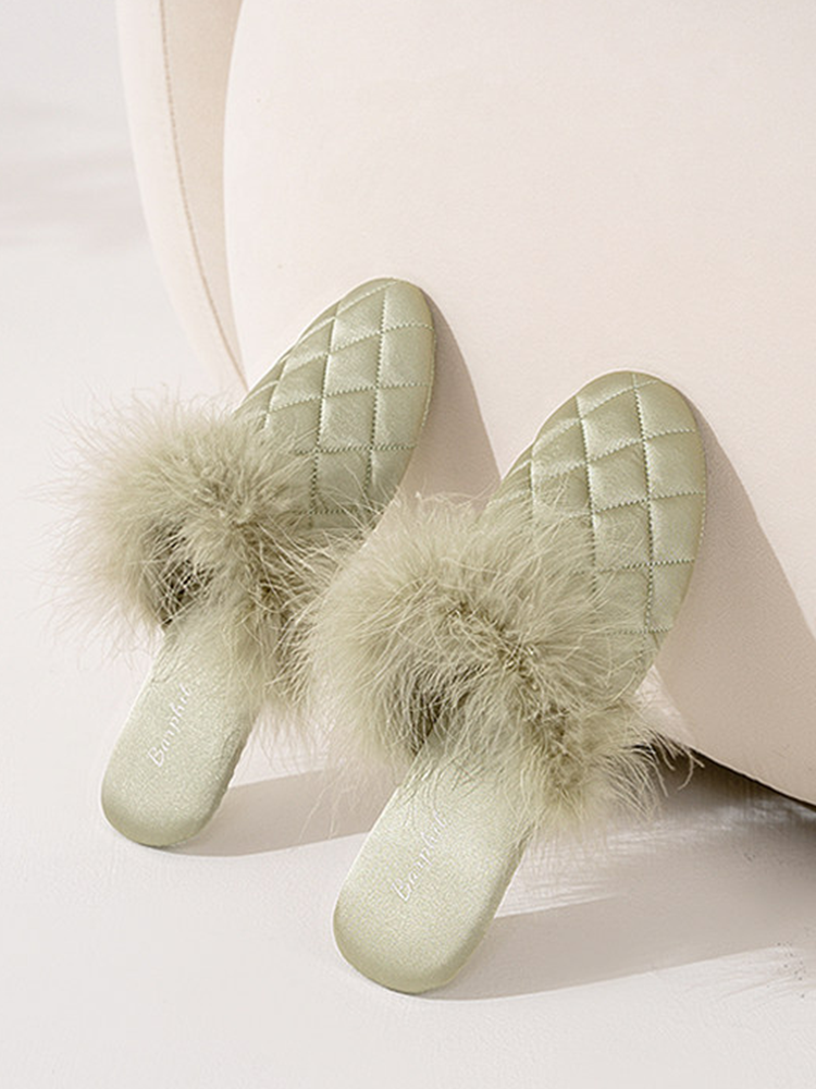 Closed-Toe Fuzzy House Slippers Quiet Indoor Home
