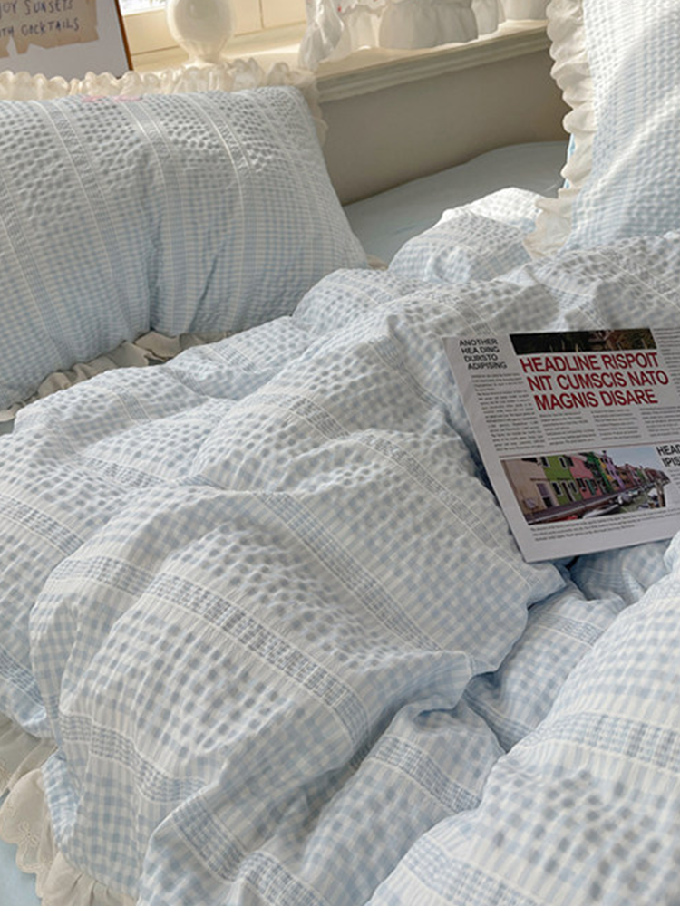 Ultra Soft Washed Cotton-Like Bedding Set Princess Lace Fitted Sheet