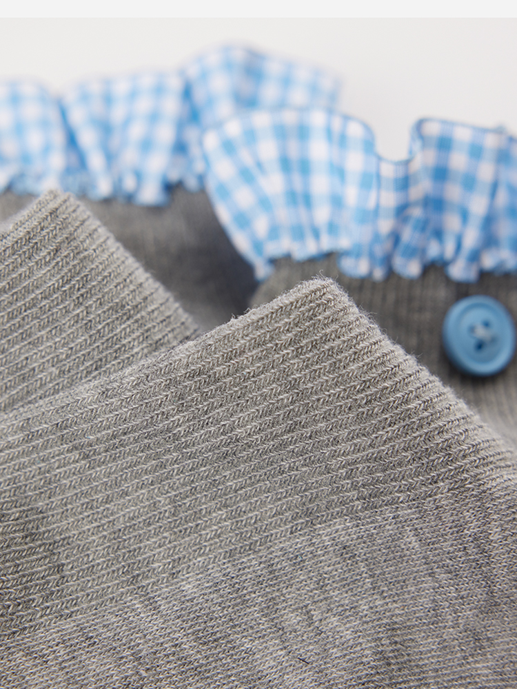 Blue Plaid Button Socks