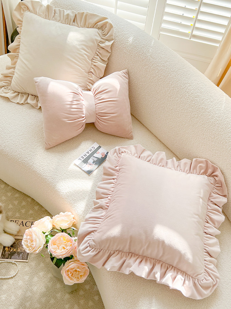 Cute Bow Decorative Pillow Accent Cushion for Living Room