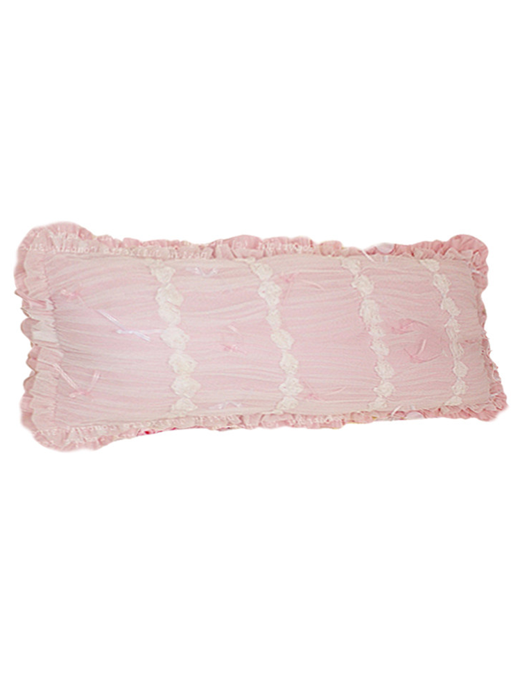 Ruffle Lumbar Pillow Double Size Decorative Cushion