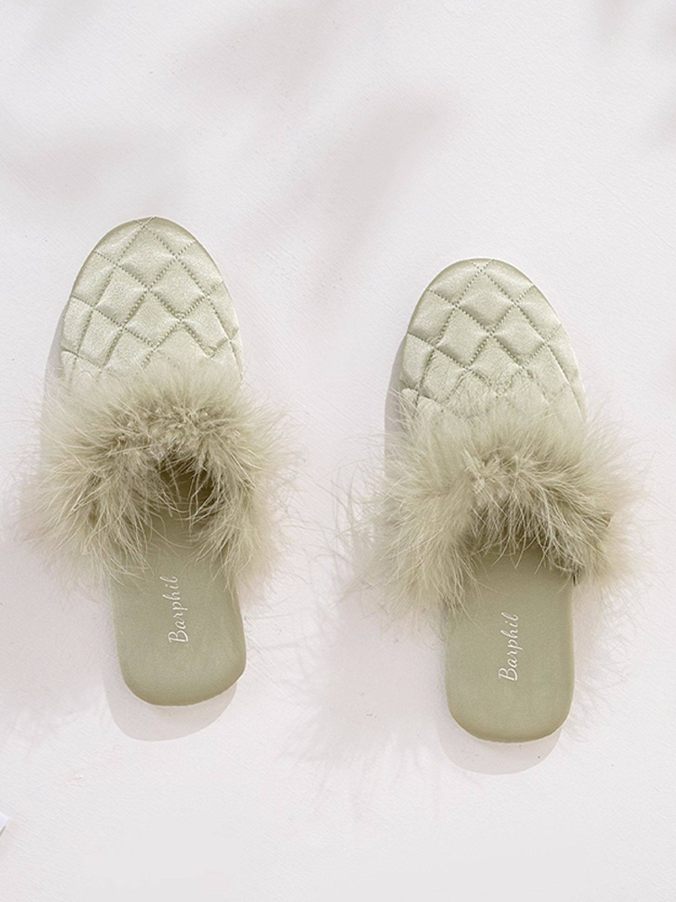 Closed-Toe Fuzzy House Slippers Quiet Indoor Home