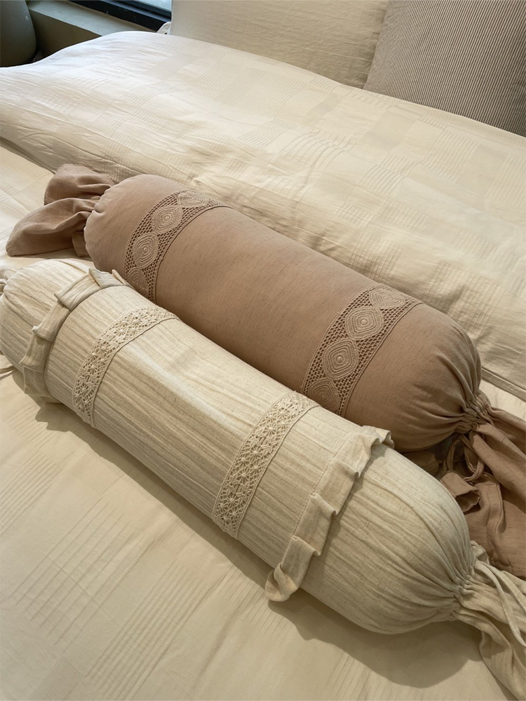 French Vintage Cotton Linen Blend Removable Throw Pillow