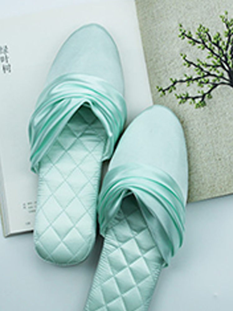 Minimalist Satin House Slippers Soft Breathable Non Slip Quiet