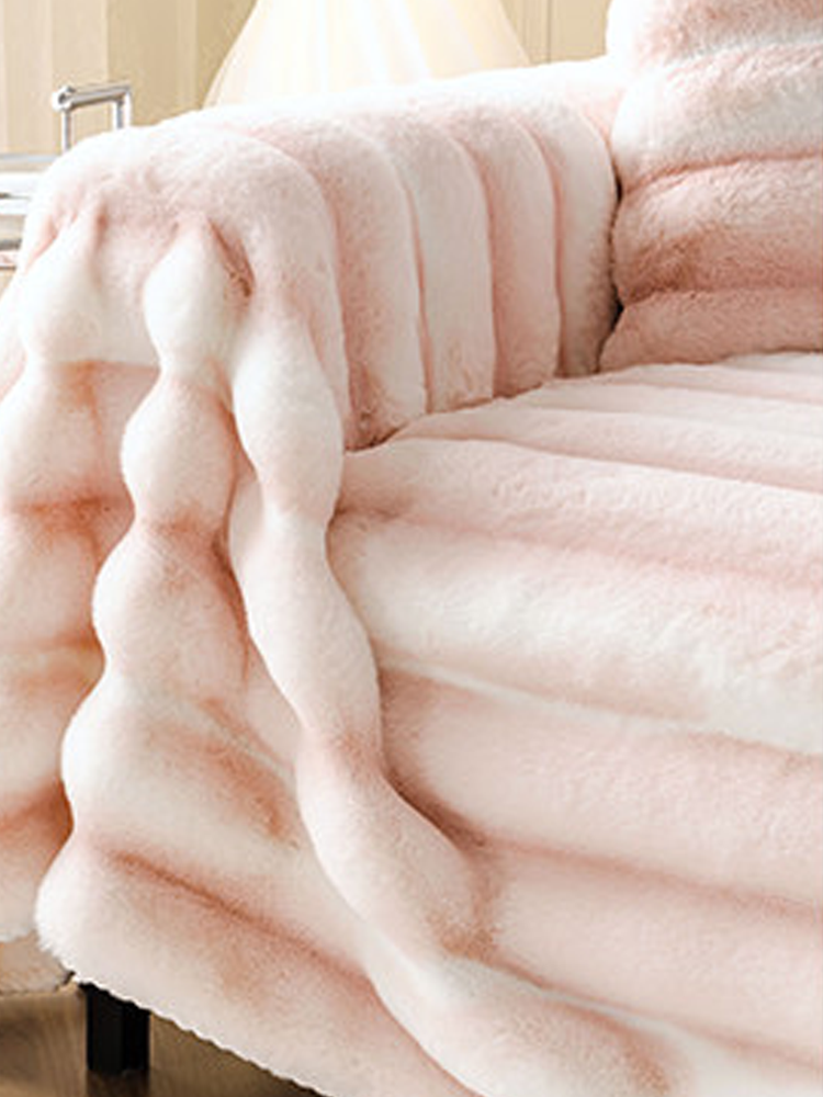 Winter Thickened Faux Rabbit Fur Sofa Cover Non Slip Non Shedding