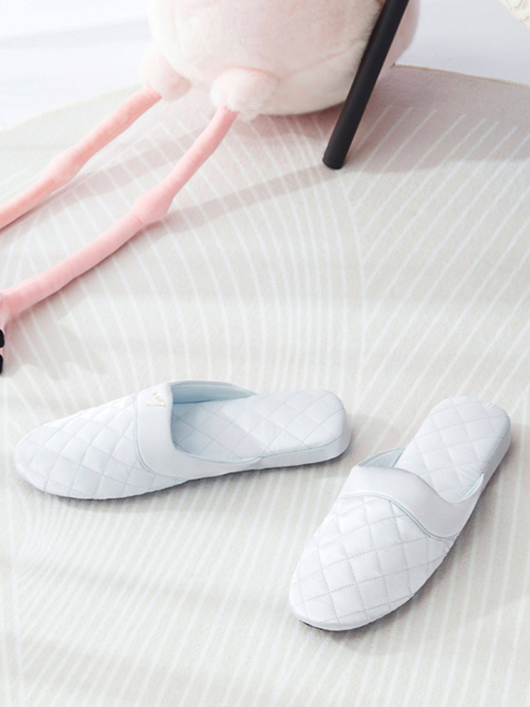 Embroidered Satin Closed-Toe House Slippers Soft Sole Waterproof Non Slip Quiet