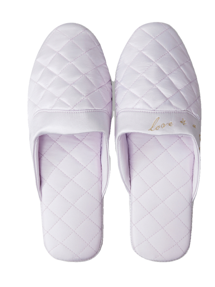 Embroidered Satin Closed-Toe House Slippers Soft Sole Waterproof Non Slip Quiet