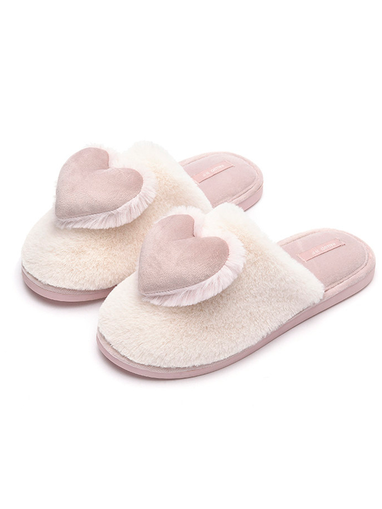 Vintage Closed-Toe Plush House Slippers Thick Sole Non Slip Fall Winter