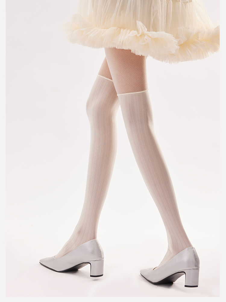 White Hollow-Out Tights