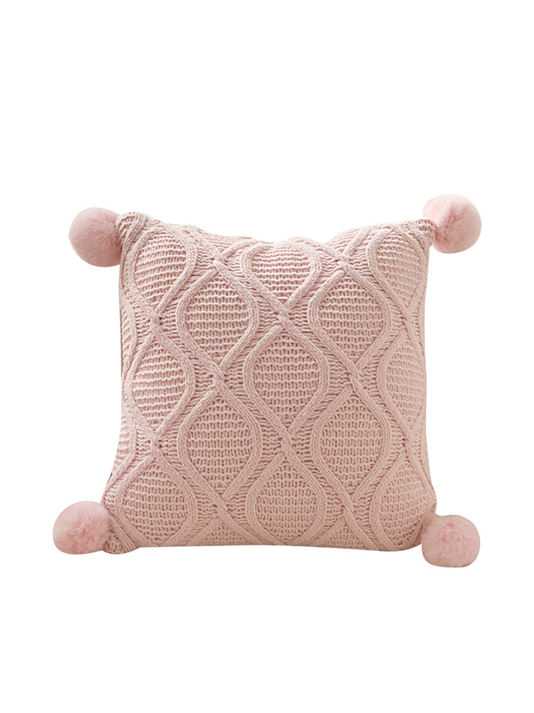 Chenille Pom Pom Decorative Pillow Cute Accent for Home