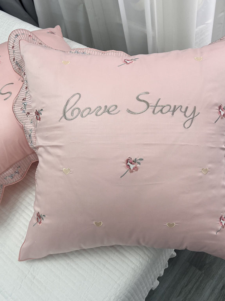 Long Staple Cotton Embroidered Throw Pillow Cushion