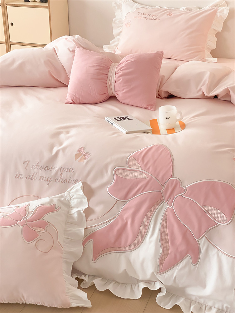 Sweet Princess Bedding Set Cotton Flannel Washed Cotton Fitted Sheet