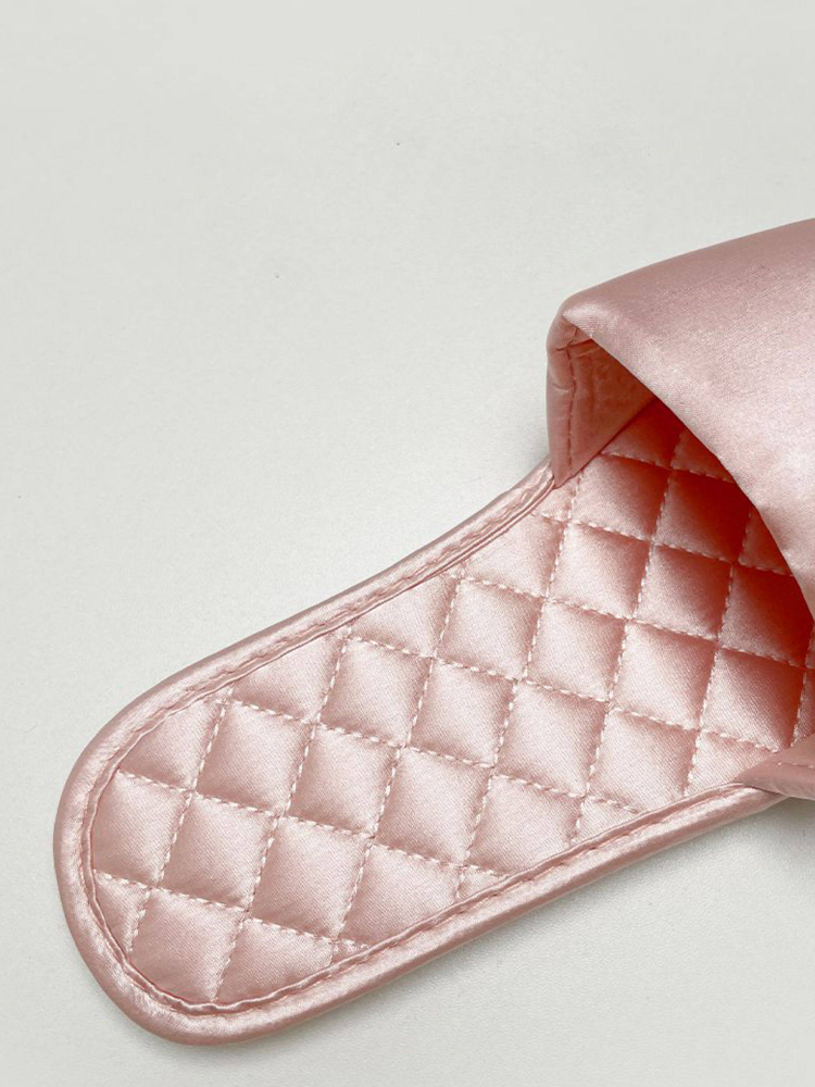 Soft Sole Champagne Pink Satin Home Slippers Non Slip