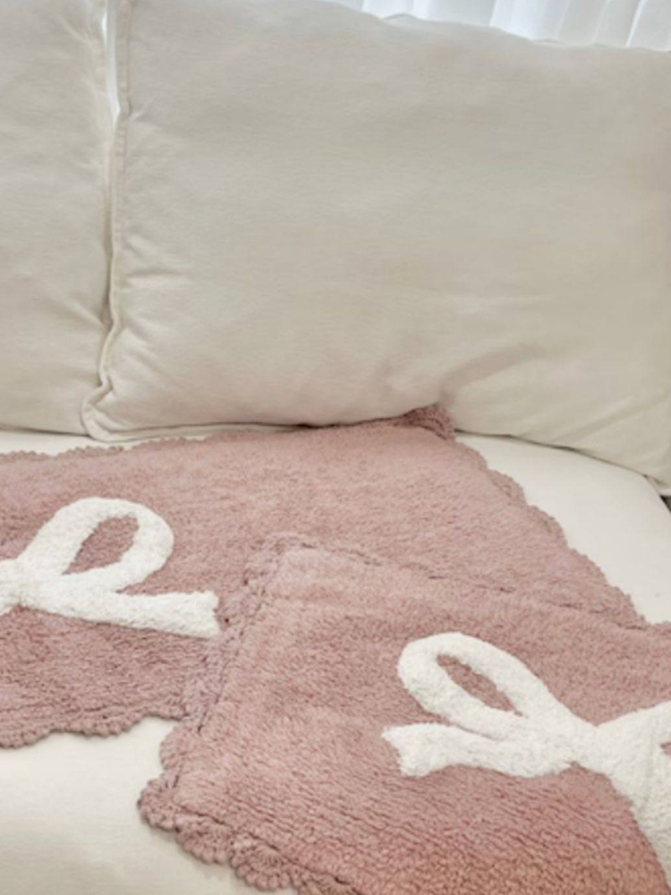 Cute Pink Bow Non Slip Rug for Living Room Bedroom