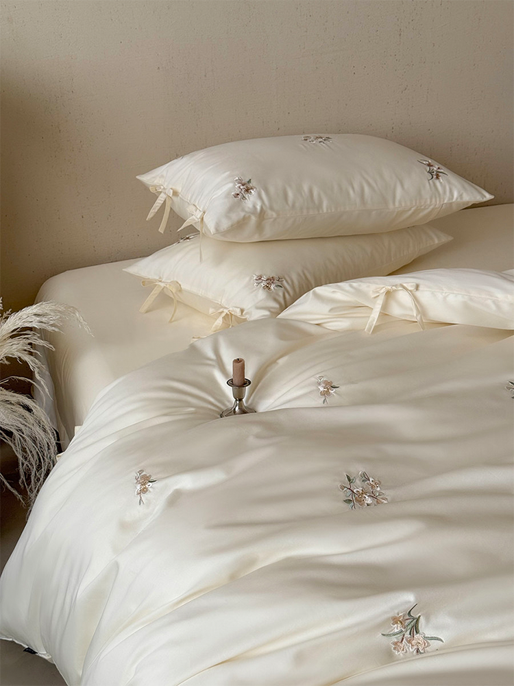 French Light Luxury Long Staple Cotton Bedding Set Elegant Flat Sheet