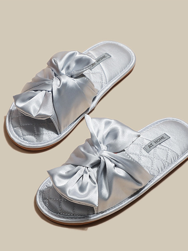 Luxury Bow House Slippers Soft Sole Non Slip Odor Resistant Quiet