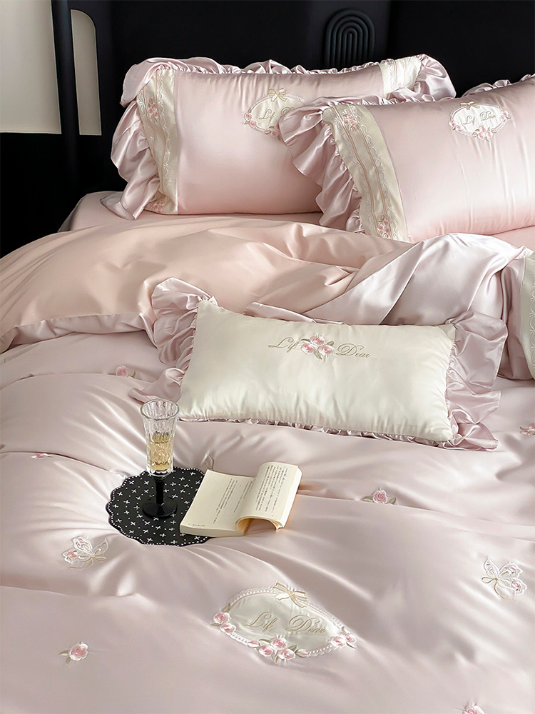 Luxury Long Staple Cotton Bedding Set High Density Silky Flat Sheet