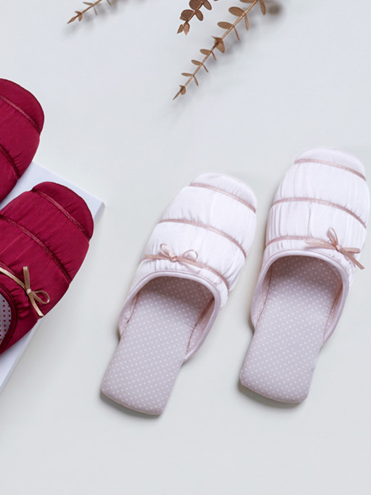 Cotton Embroidered House Slippers Breathable Flat Non Slip Quiet Indoor