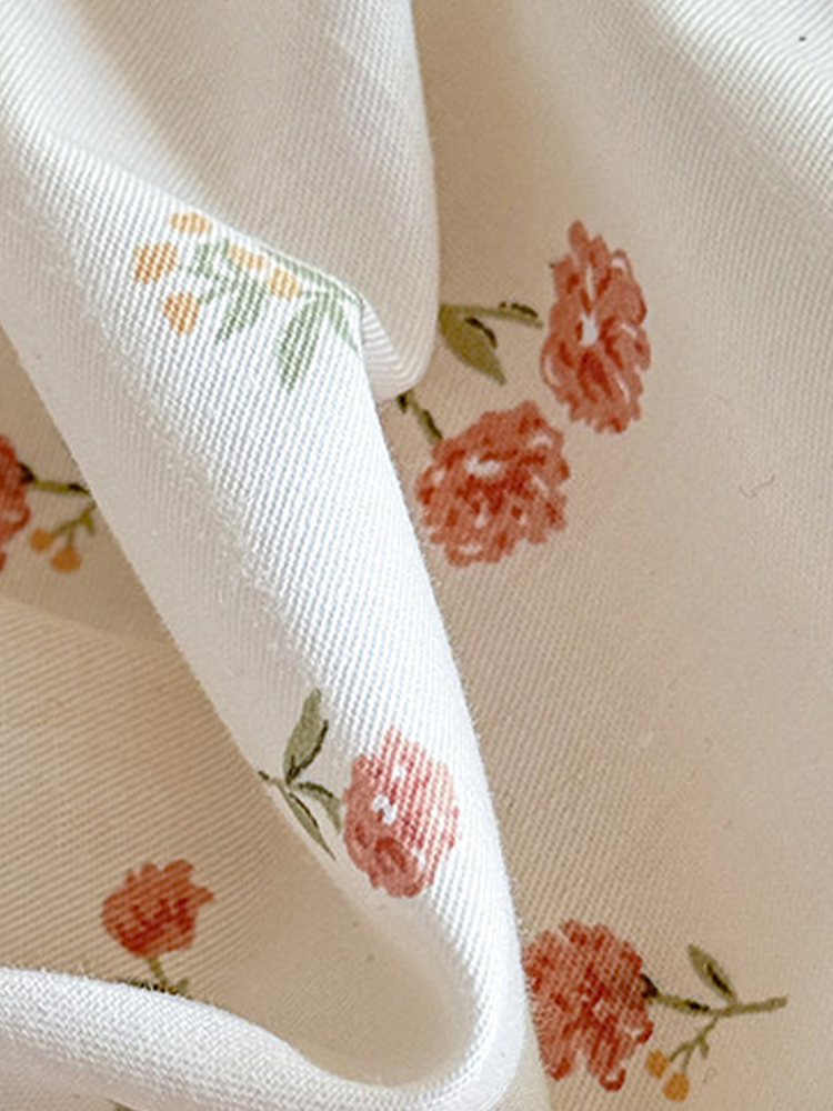 Princess Style Bedding Set Floral Ruffle Cotton Flat Sheet