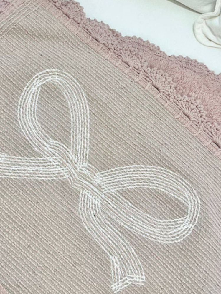 Cute Pink Bow Non Slip Rug for Living Room Bedroom