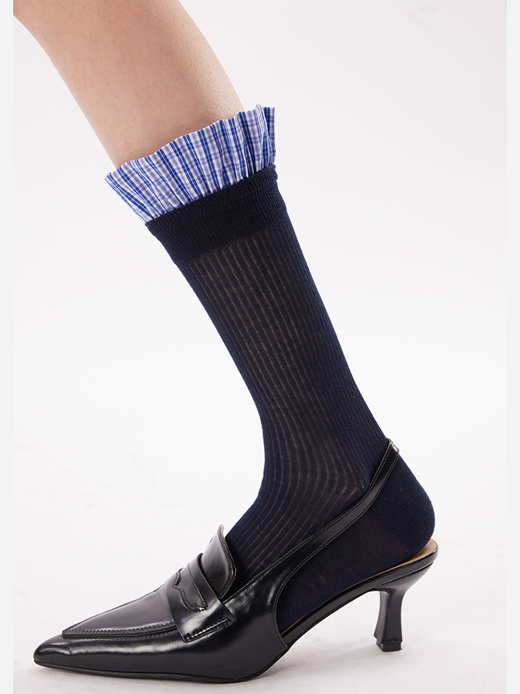 Plaid Lace Ballet Socks