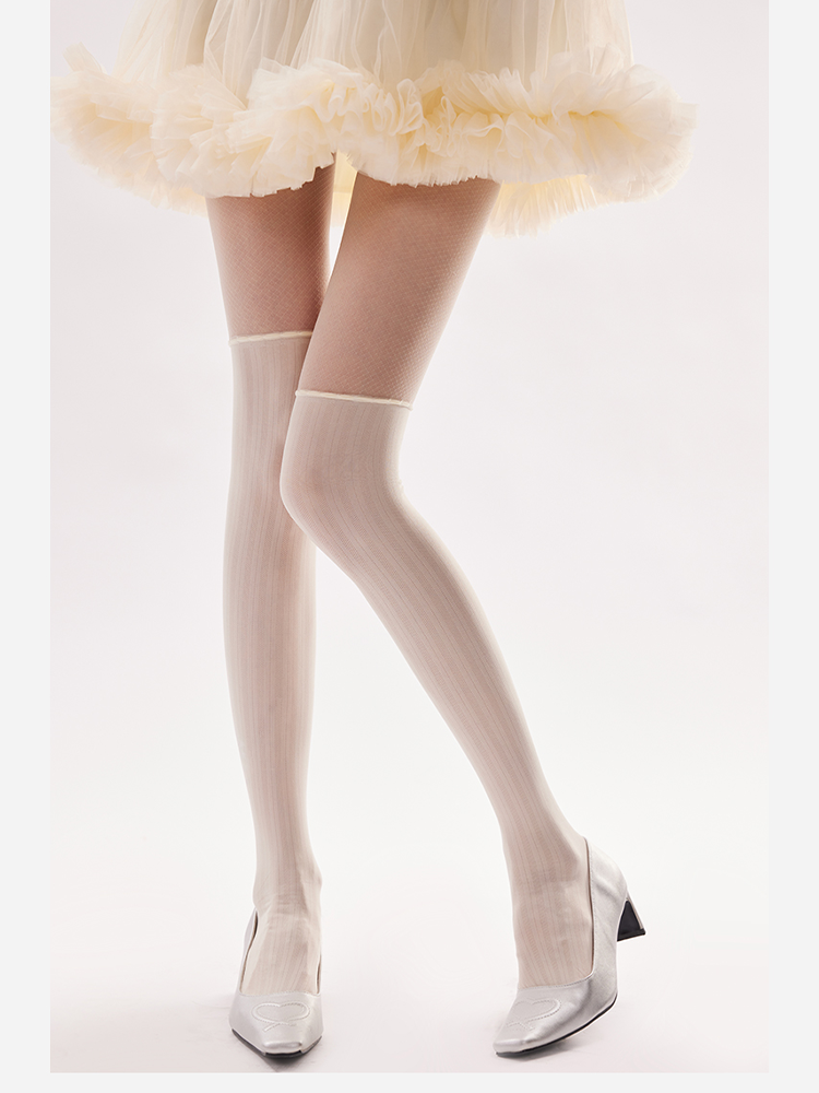 White Hollow-Out Tights