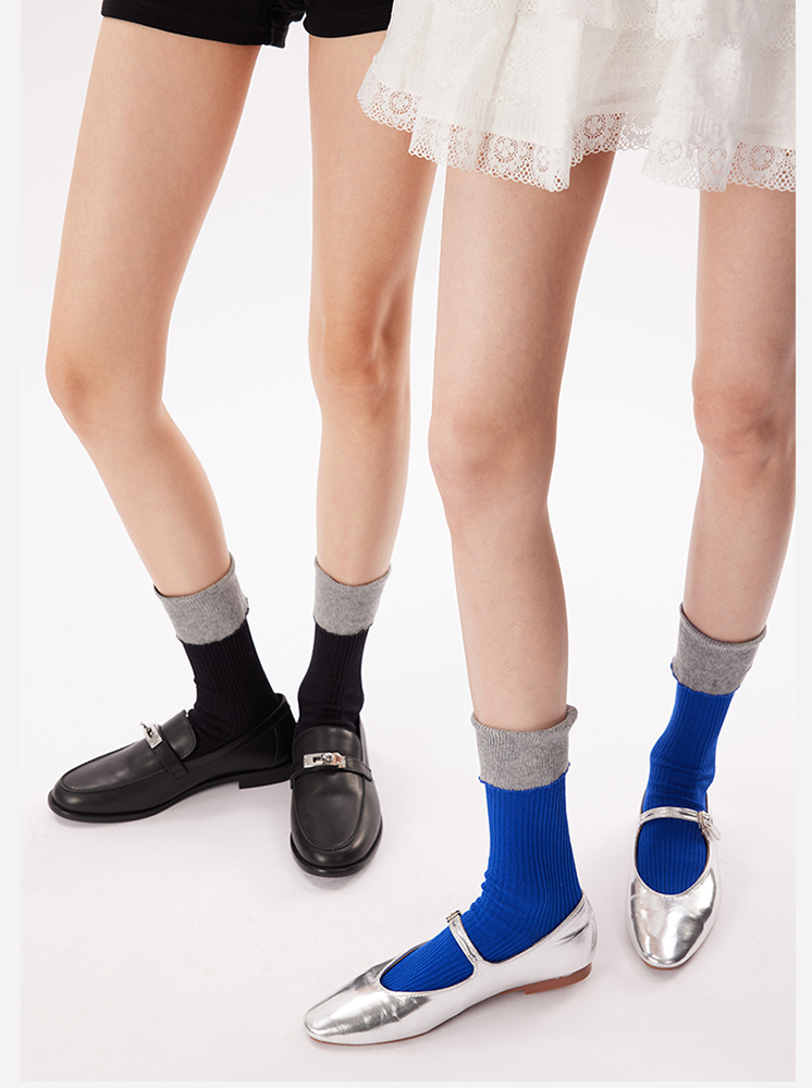 Retro Contrast Crew Socks